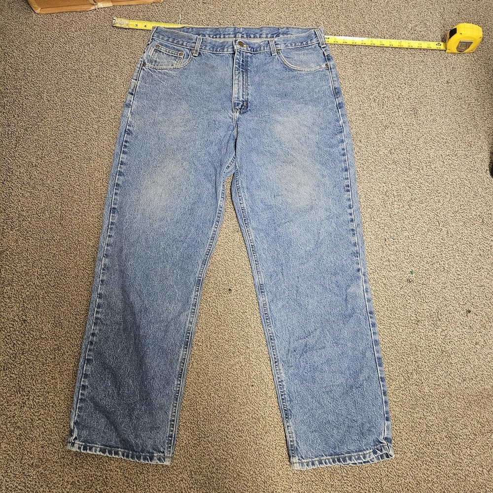 Carhartt‎ Carpenter Jeans Mens 36x31 Blue Denim Hammer Loop Workwear Utility - Picture 2 of 7